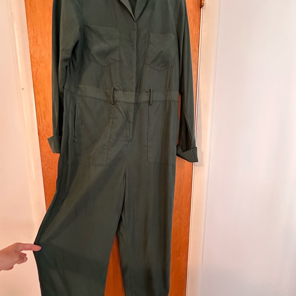 Anthropologie Forest Green Wide Leg Jumpsuit
